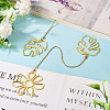 Brass Flower & Leaf Charms Bookmarks AJEW-TAC00029-7