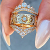 3Pcs Brass Micro Pave Clear Cubic Zirconia Finger Rings for Women FS-WGDAF26-05-1