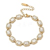 304 Stainless Steel Full Rhinestone Rectangle Link Chain Bracelets SA-CBABBEA-03G-4