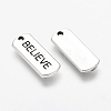 Tibetan Style Alloy Rectangle with Word Believe Pendants LS-TIBEP-Q043-066-RS-2