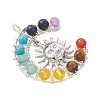 7 Chakra Round Mixed Stone Copper Wire Wrapped Moon Pendants PALLOY-TA00401-02-2