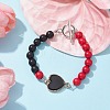 Alloy Enamel Heart Link Bracelet BJEW-JB09999-01-3