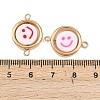CCB Plastic Frame with Polymer Clay Smiling Face Beads Flat Round Links Connector Charms KK-D103-10G-G-3