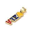 Venezuelan Brass Enamel Pendants KK-P352-01B-G-2