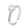 Clear Cubic Zirconia Diamond Open Cuff Ring RJEW-I094-15P-1