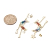 Chakra Moon Copper Wire Wrapped Gemstone Stud Earring EJEW-TA00484-4