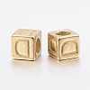304 Stainless Steel Large Hole Letter European Beads LS-STAS-H428-01G-D-2