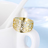 Flower Pattern Hollow Out 304 Stainless Steel Finger Rings FS-WGDCC5F-06-1