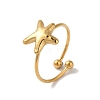 Ion Plating (IP) 304 Stainless Steel Starfish Open Cuff Rings for Women RJEW-M167-08C-G-1