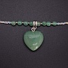 Natural Gemstone Heart Pendant Colorful Glass Seed Beads Beaded Necklaces for Women VA8487-5-3