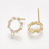 Brass Cubic Zirconia Stud Earring Findings KK-S350-343-2