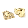 Rack Plating Brass Cubic Zirconia Heart Connector Charms KK-C084-08D-G-2