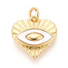 Brass Pave Natural Shell Evil Eye Heart Pendants KK-N268-08G-1