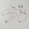 Heart Alloy Rhinestone Pendant Necklaces & Stud Earrings & Finger Rings & Link Bracelets Set for Women SJEW-WH0008-07P-1