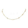 Brass Pave Clear Cubic Zirconia Flat Round Cross Link Chain Necklaces with 304 Stainless Steel End Chains NJEW-JN05335-2