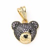 Rack Plating Brass Micro Pave Cubic Zirconia Pendants KK-G456-22G-2