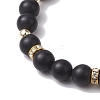Frosted Natural Dyed & Heated Black Agate(Dyed & Heated) Beaded Stretch Bracelets BJEW-JB10565-4