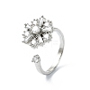 Flower Rotatable Open Cuff Rings for Women RJEW-G333-01H-4