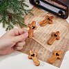 5Pcs Wood Cross with Heart Ornaments AJEW-DC0003-55-3