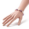 Natural Amethyst & Pearl Round Beaded Stretch Bracelet for Women BJEW-JB09246-01-4