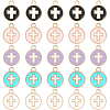 50Pcs 5 Colors Light Gold Plated Alloy Enamel Pendants ENAM-SC0003-70-1