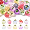 24Pcs 12 Colors Transparent Glass Apple Pendants DGLA-YW0001-46-1