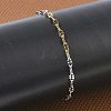 304 Stainless Steel Dapped Chains Bracelets for Women BJEW-D466-08A-GP-1