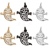 6Pcs 3 Colors  Brass Micro Pave CLear Cubic Zirconia Pendants ZIRC-BBC0002-95-1