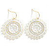 Bohemian Flat Round Iron Glass Seed Beads Dangle Earrings FS-WG46224-03-1