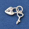 925 Sterling Silver Key & Heart Lock Charms with 925 Stamp and Jump Rings FIND-U013-04S-2