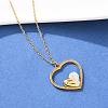 304 Stainless Steel with Polymer Clay Crystal Rhinestone Heart Pendant Necklaces for Women NJEW-A064-03G-1