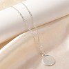 304 Stainless Steel Flat Round Coin Pendant Cable Chain Necklaces for Women LS-STAS-Z108-02S-01-3