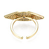 Cubic Zirconia Horse Eye Open Cuff Ring RJEW-N037-014A-2