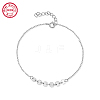 Anti-Tarnish Rhodium Plated 925 Sterling Silver Flat Round Link Bracelets EN4522-4-1