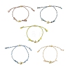 Ocean 304 Stainless Steel Link Adjustable Braided Polycotton Metallic Cord Slider Bracelets BJEW-JB14245-03-3