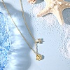 Summer Beach 925 Sterling Silver Micro Pave Clear Cubic Zirconia Cable Chain Shell & Starfish Pendant Necklaces NJEW-Q342-04G-2