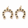 Brass Micro Pave Black Cubic Zirconia Pendants KK-C100-14G-2