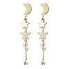 Moon & Star 304 Stainless Steel Dangle Stud Earrings EJEW-TA00504-1