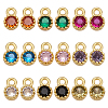 18Pcs 9 Colors Brass Glass Charms KK-PH0012-47G-1