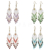 Woven Seed Beads & Natural Gemstone Tassel Earrings EJEW-MZ00154-1