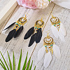 2Pairs 2 Colors Feather Chandelier Earrings EJEW-TA0001-81C-4