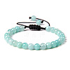 Natural Amazonite Round Bead Adjustable Braided Bracelets UO3136-40-1