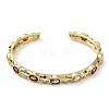 Rack Plating Brass Pave Colorful Cubic Zirconia Open Cuff Bangles for Women BJEW-K244-02G-2