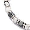 Natural Howlite & Magnetic Synthetic Hematite Round Beaded Bracelet X-BJEW-P339-02P-06-2