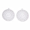 201 Stainless Steel Filigree Pendants STAS-R102-12P-1