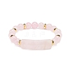 Natural Rose Quartz Rectangle Beaded Stretch Bracelet BJEW-JB08982-03-1