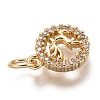 Brass Micro Pave Clear Cubic Zirconia Charms ZIRC-C020-58G-3