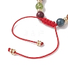 2Pcs Adjustable Natural Green Jade Imitation Tourmaline & Brass Beads Braided Bead Bracelets for Women BJEW-JB13542-02-5