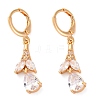 Brass Micro Pave Clear Cubic Zirconia Leverback Earrings EJEW-K300-46G-4