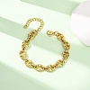 304 Stainless Steel Oval with Triangle Link Chain Bracelets for Women BJEW-F536-12G-1